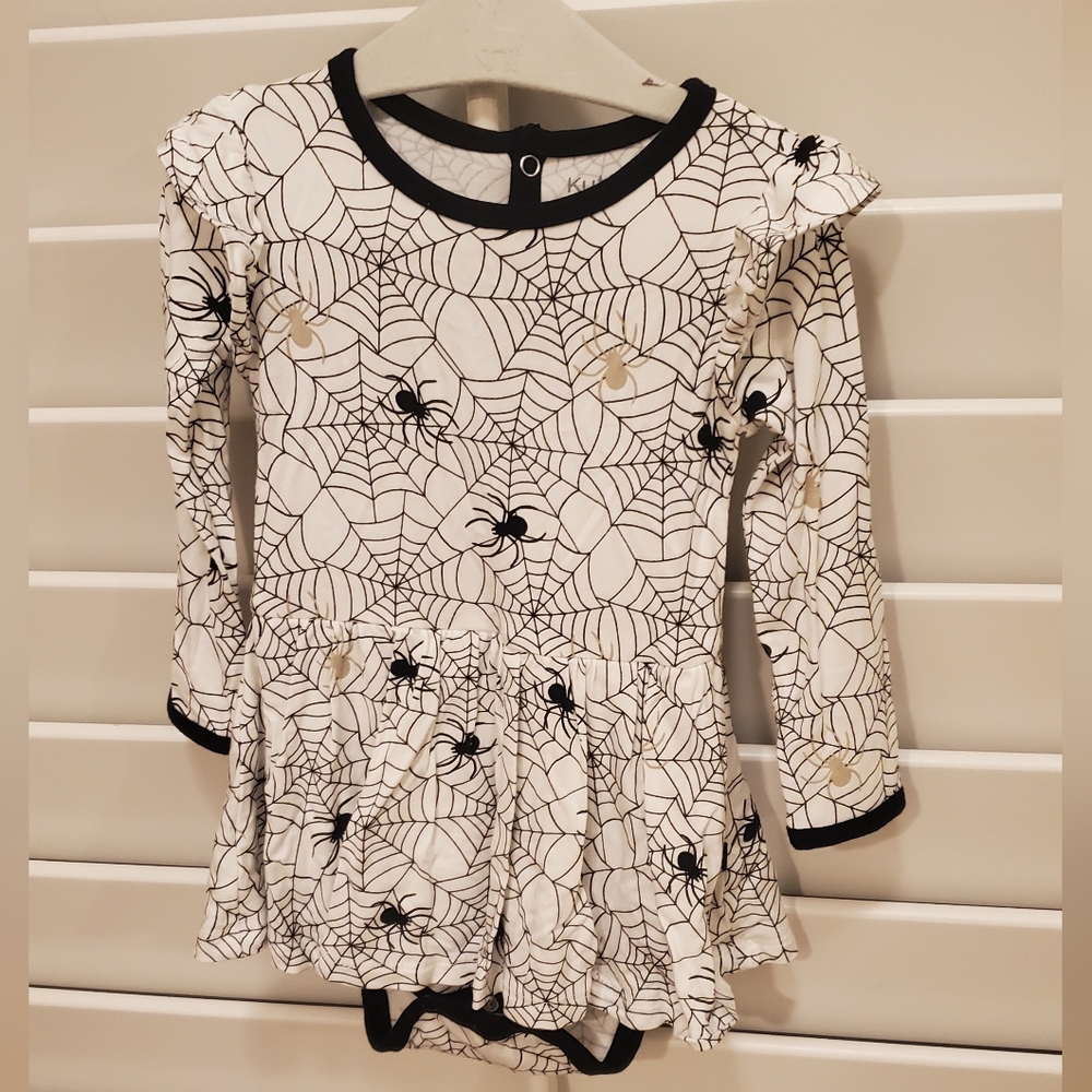 Kyte BABY Black and White Spider Web Flutter Dress